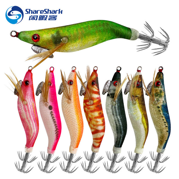 Small wooden shrimp No. 1.8 luminous wooden shrimp Squid hook Luya…