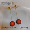 Festive silver needle, red earrings, crystal from pearl for bride, silver 925 sample