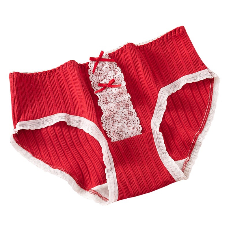 5A pantalones completos antibacterianos ropa interior de algodón puro rojo brillante Lolita ropa interior de mujer antibacteriana entrepierna vida calzoncillos de estudiante rojo image 1