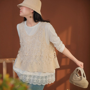 2023 Spring/Summer New Heavy Crochet Vest for Women, Vintage Artistic Pullover Vest