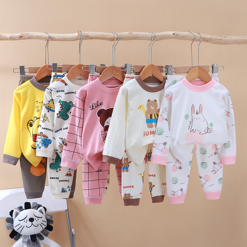 Children's underwear set cotton pajamas for boys and girls autumn and winter baby autumn clothes autumn pants home clothes a generation of hair Children's underwear set cotton pajamas for boys and girls autumn and winter baby autumn clothes autumn pants home clothes a generation of hair