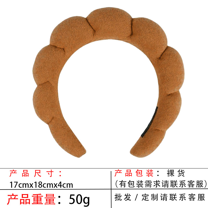 跨境海绵云朵发箍批发高颅顶高级感毛巾布麻花女士洗脸手腕带头箍|undefined
