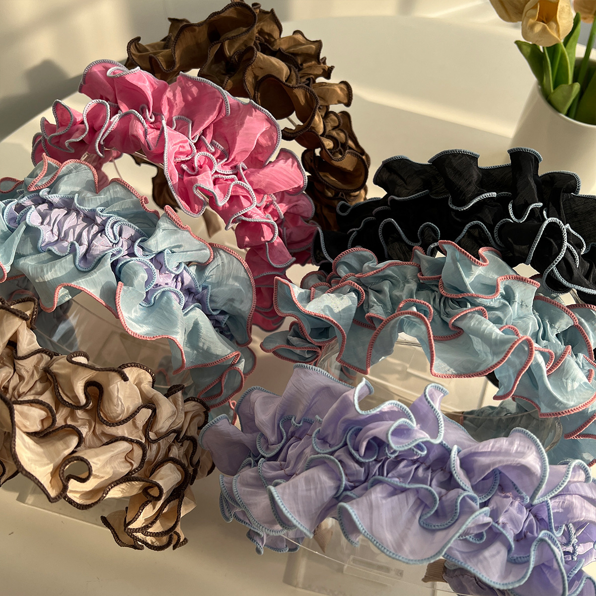 180g Weight Hair Band Hair Accessories Type 1 Piece Quantity Holiday, Daily Occasion Cloth Material Flower Pattern All Seasons Season Women's Gender Pleated Design Elegant Style Elegant Women's Flower Cloth Pleated Hair Band 10