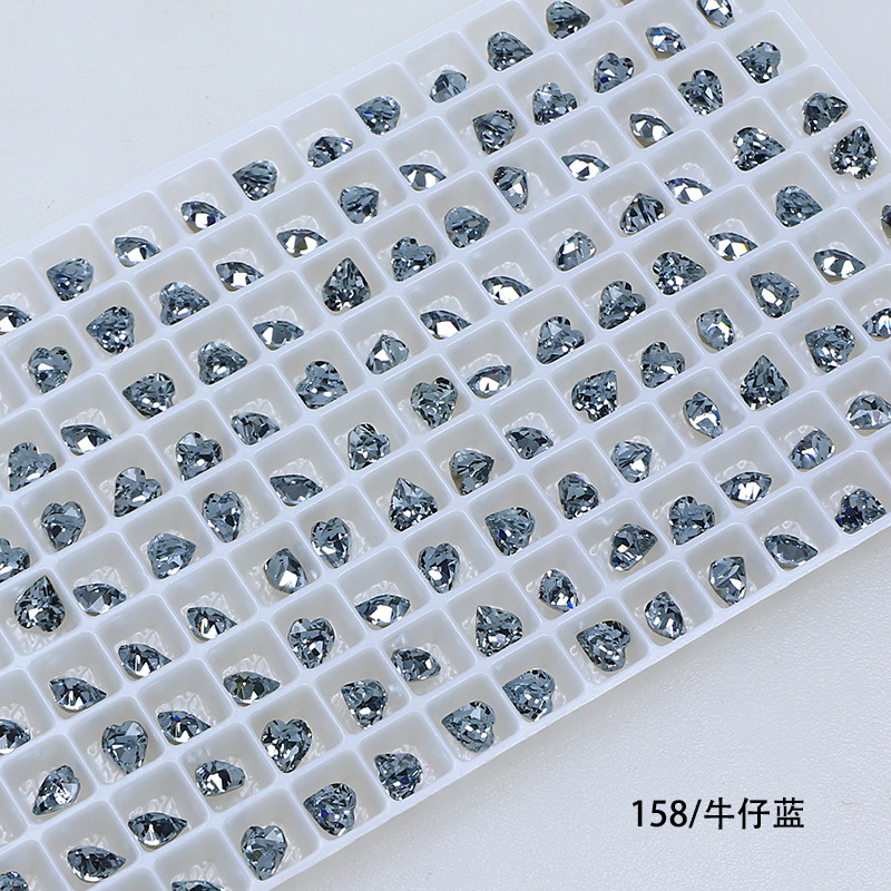 Dongzhou Crystal 6.5MM diamante de vidrio de fondo puntiagudo en forma de corazón de melocotón diamante de forma especial con fondo chapado en plata real