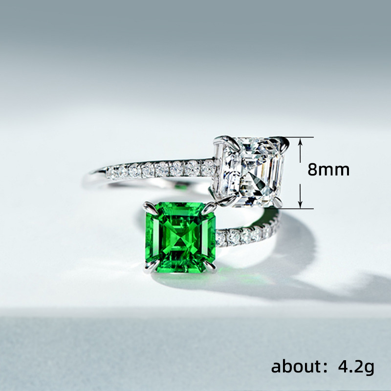 Moissanite Couple Ring With Four Claw Setting And Adjustable Band_voghion.com