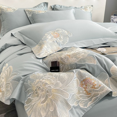 Xinjiang long-staple cotton bed four-piece set wholesale cotton quilt cover pure cotton solid color bed sheet 100 satin embroidered quilt cover