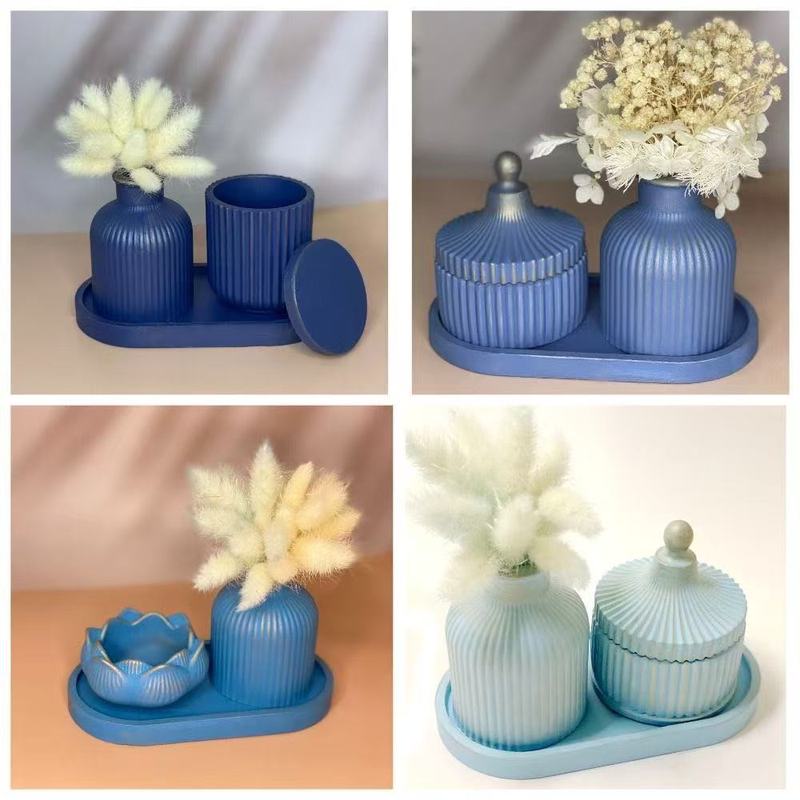 蓮の花燭台ストライプ花瓶樹脂シリコーン型接着剤 diy 収納ボックス収納トレイ石膏セメントトレイ|undefined