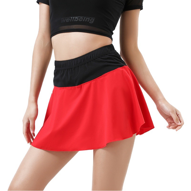 Fake Two-piece Anti-gloss High Elastic Quick-drying Nylon Short Tight Fitness Skirt Yoga Running Shorts Tennis Skirt