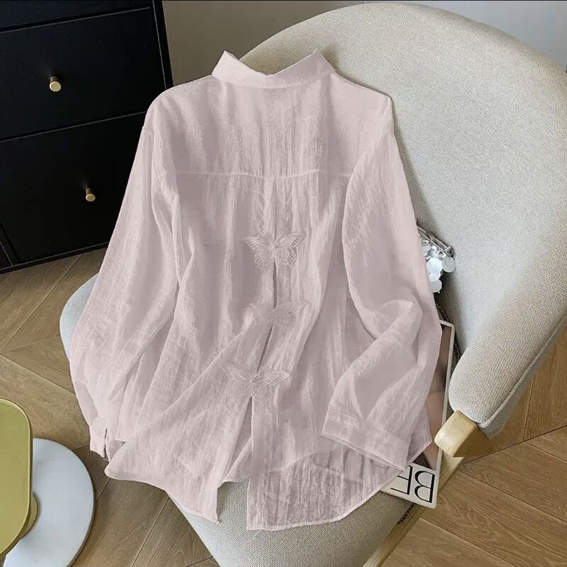 Designed with a Butterfly Patchwork Lace Back, Long-Sleeved Sun Protection Shirt Jacket for Women, Summer Thin Loose Shirt