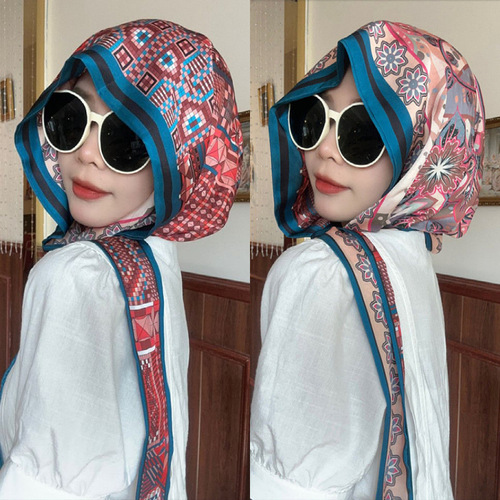 Double-Sided Double-Layer Sun Protection Scarf with Tassels, Fashionable and Versatile, Spring and Summer Compatible Head Scarf with Hood