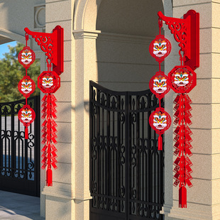 2025 Year of the Snake New Year's Day New Year's Day Decoration Lantern Firecracker Pendant Home Spring Festival New Year Scene Decoration Lion Dance Hanging