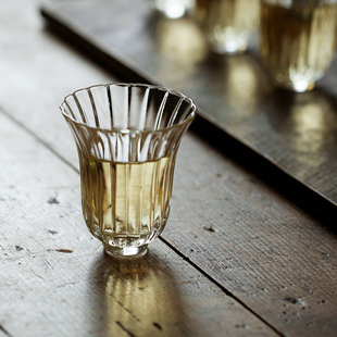 Household vintage glass transparent single cup small cup mini borosilicate small size petals kung fu tea small tea cup single