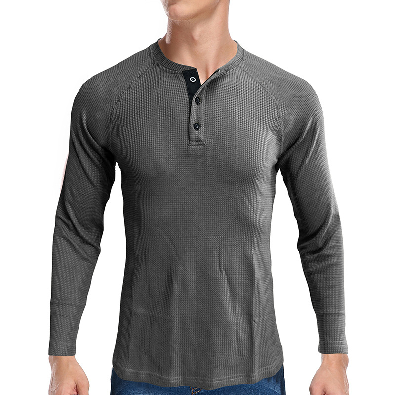 Men's T-shirt Long Sleeve Loose Fit Plain Basic Autumn Winter_voghion.com