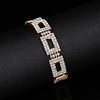 Fashionable shiny square bracelet, two-color jewelry, diamond encrusted, 750 sample gold