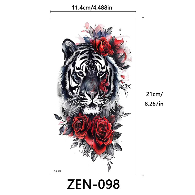 新品跨境 ZEN小全臂纹身贴半臂纹身贴动物花朵万圣节纹身贴tattoo|undefined