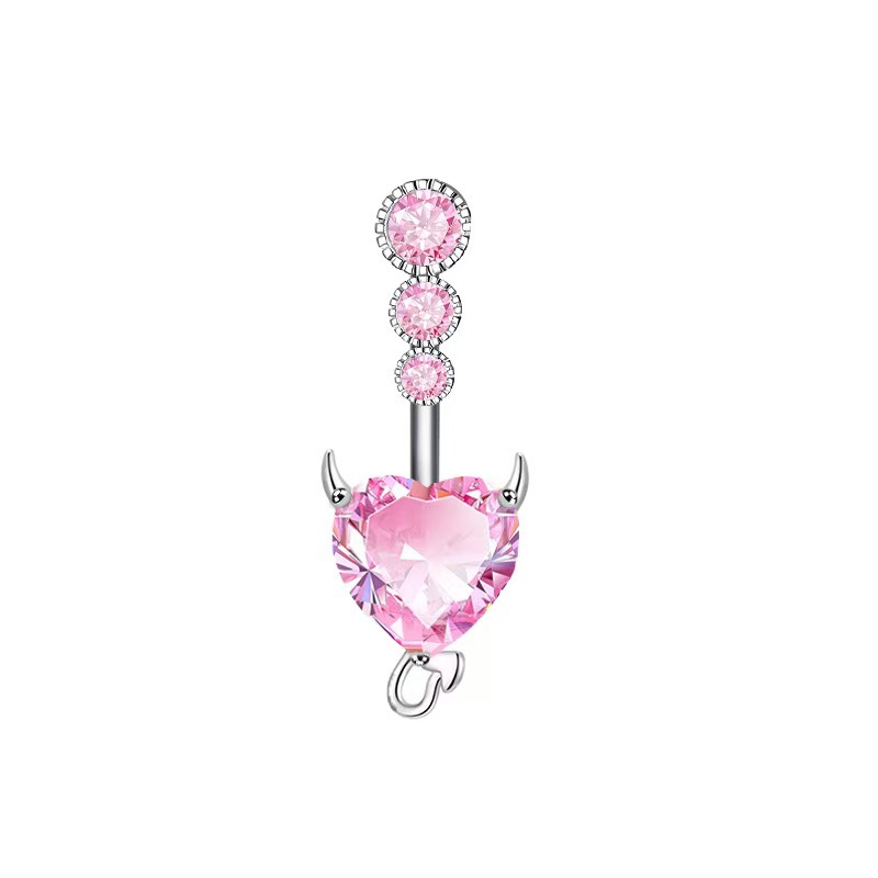 Butterfly Zircon Heart Pendant Navel Ring Stainless Steel Belly Button Piercing Jewelry for Women detail image 7