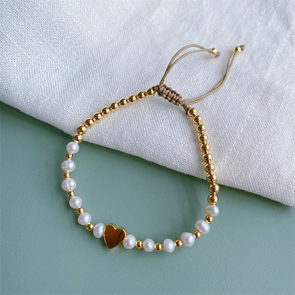 1 Piece Fashion Heart Shape Freshwater Pearl Handmade Bracelets display picture 7