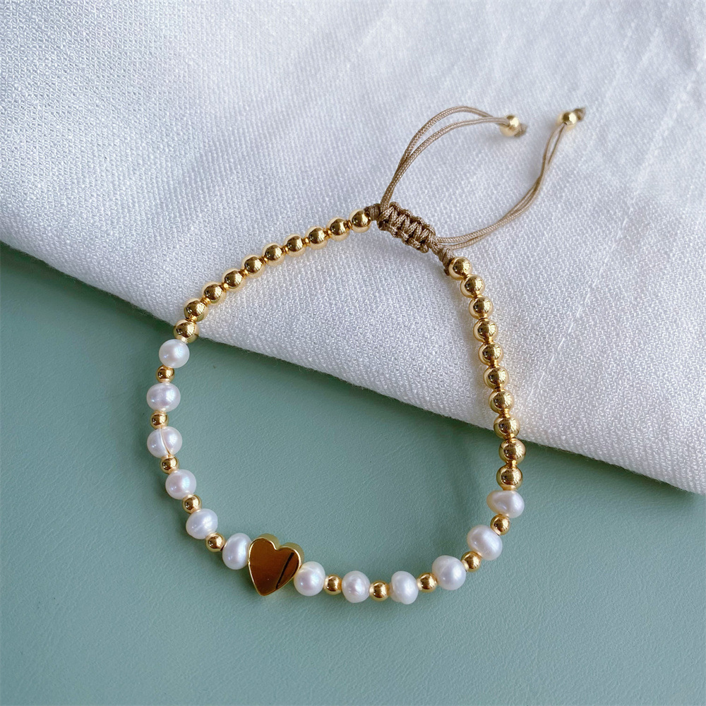 Handmade Design 1 Piece Fashion Heart Shape Freshwater Pearl Handmade Bracelets