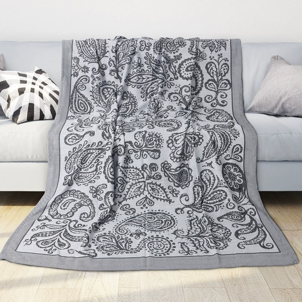 Aviation Blanket New Cashew Flower-Black Gray