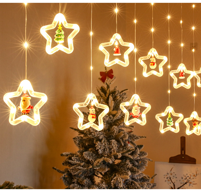 Christmas Cute Santa Claus Star Plastic Party String Lights display picture 3