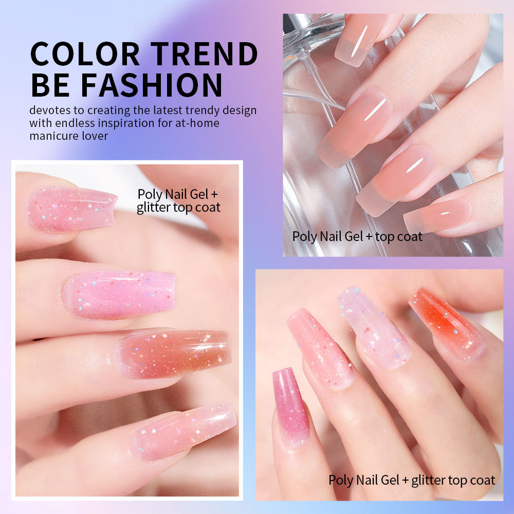 Uña extensión pegamento conjunto de polvo de sello de brillo cristal extensión sin papel pegamento de fototerapia sólido pegamento modelo herramienta de manicura