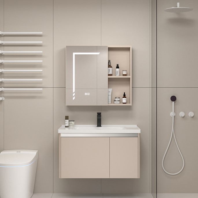 Nuevo gabinete de baño de aleación de aluminio lavabo de cerámica lavabo de baño integrado lavabo lavabo gabinete de lavabo