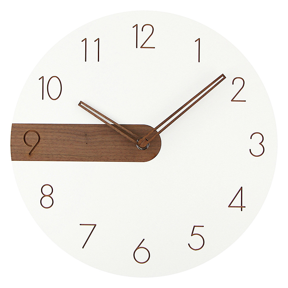 Estilo japonés moderno hogar simple de madera creativo Reloj de pared mudo reloj de madera sala de estar reloj decorativo Reloj de pared reloj de madera