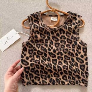 Children's Trendy Cool Vest 2025 Summer New Boys' Thin Top for Boys and Girls Baby's Breathable Leopard Print Vest Trendy