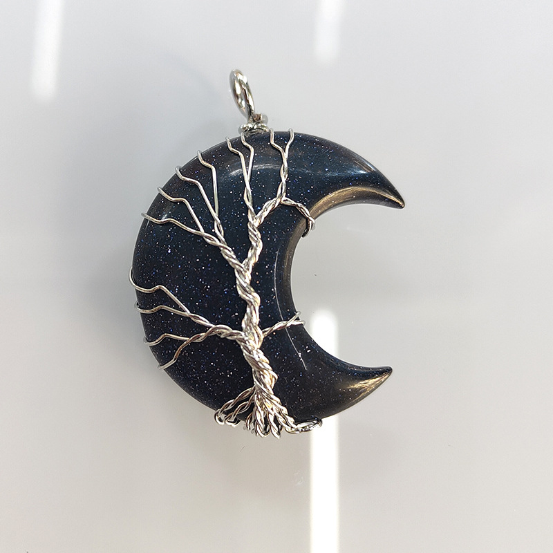 1 Piece 35 * 45mm Artificial Crystal Moon Life Tree Pendant display picture 8