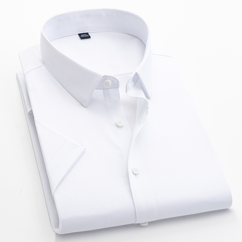 LOGO personalizado camisa de fibra de bambú hombre mangas cortas elásticas sin hierro herramientas anti-arrugas camisa de bambú de negocios caballero