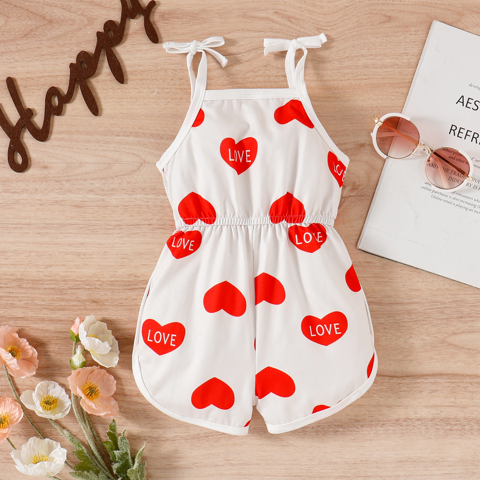 Valentine's Day Fashion Letter Heart Shape Leopard Cotton Baby Rompers display picture 2