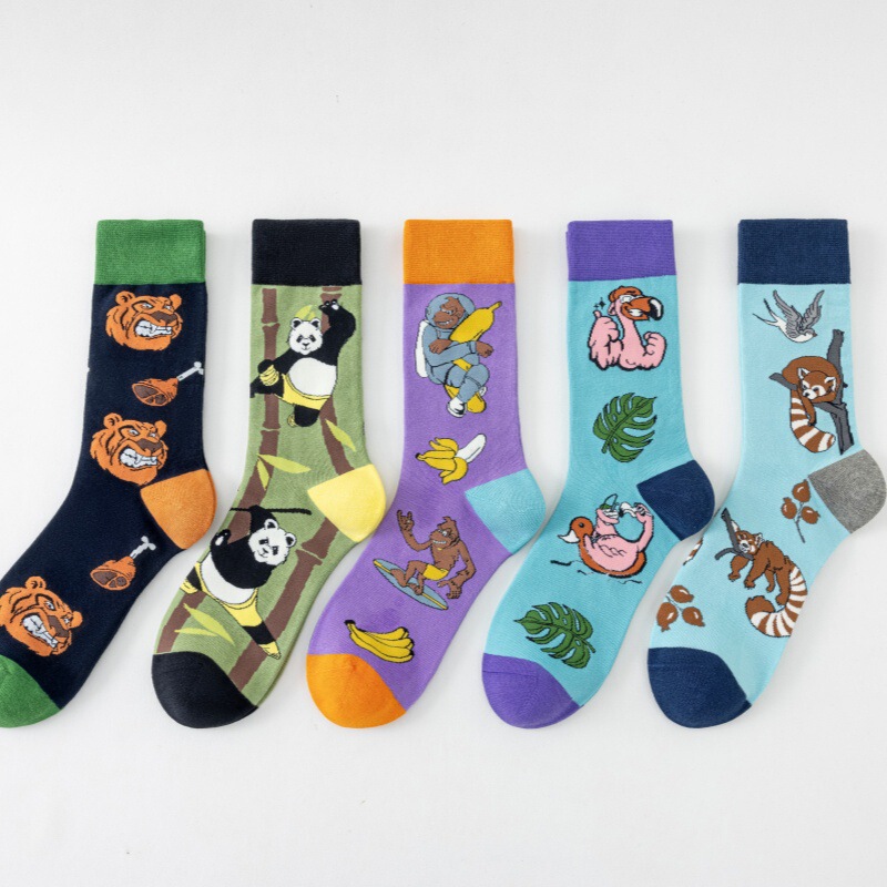 New original in stock fashion tide socks socks wholesale casual men's cotton socks animal tube socks without clip