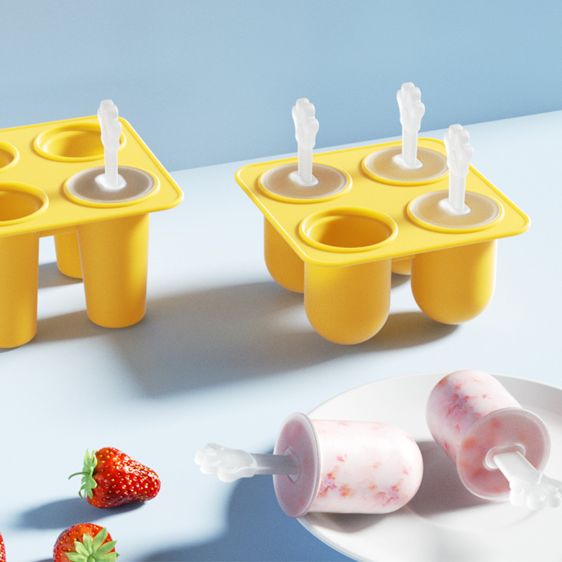Una variedad de cuatro agujeros de seis agujeros DIY molde de paleta cilíndrica de silicona helado molde de hielo helado molde de cubo de hielo