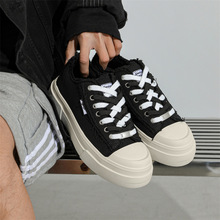 明星同款月牙系列翘头鞋经典低帮休闲帆布鞋复古厚底百搭情侣板鞋