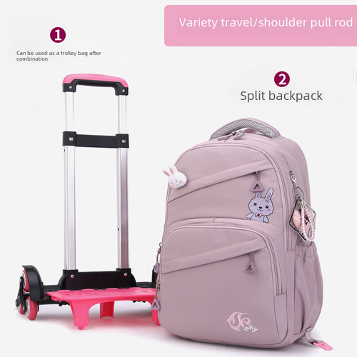 Natural fish one-time delivery middle school students six-round ladder rod backpack for primary school students large capacity double shoulder bag cross-border special