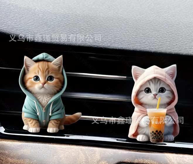 Comercio exterior transfronterizo suéter gatito productos acabados ventilador clips decoración de automóviles perfume adorable acrílico decoración impermeable image 8