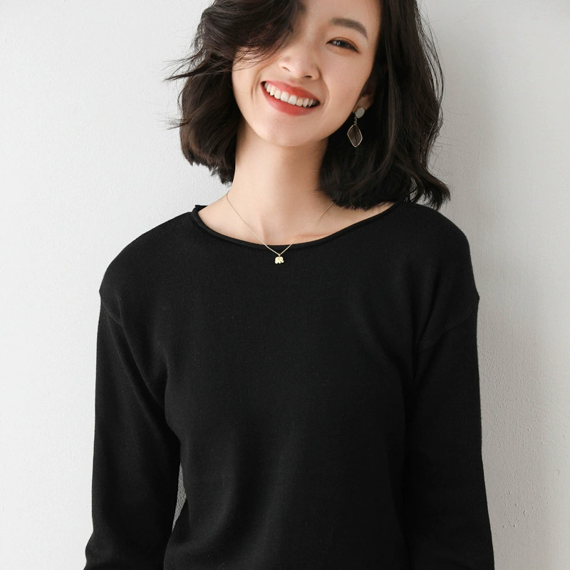 Women's Polyester Pullover (Brand) Slim Long-Sleeve Sweater, Round & V-Neck, Commuting Style