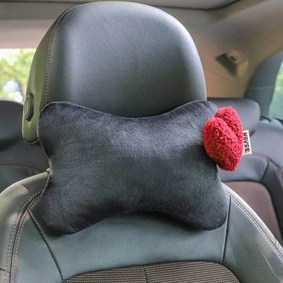Car Headrest, Car Cushion, Neck Pillow, Car Seat Neck Pillow, Car Cushion, Cute Car Rear Pillow, Heart (Headrest) - black-red-heart-single-pack