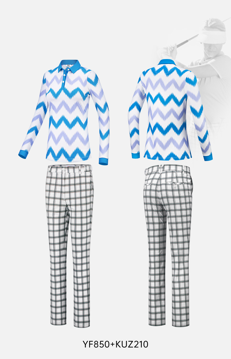 Áo polo dài tay đồng phục golf in logo miễn phí — Bộ đồ caddie nữ [Quần trên màu xanh nhạt] YF848 KUZ210/209, Bộ đồ caddie nữ [quần áo màu xanh nhạt] YF851 KUZ210/209, Bộ đồ cùng mẫu cho nam tùy chỉnh, Bộ đồ caddie nữ [quần áo màu xanh] YF850 KUZ210/209 chi tiết 36