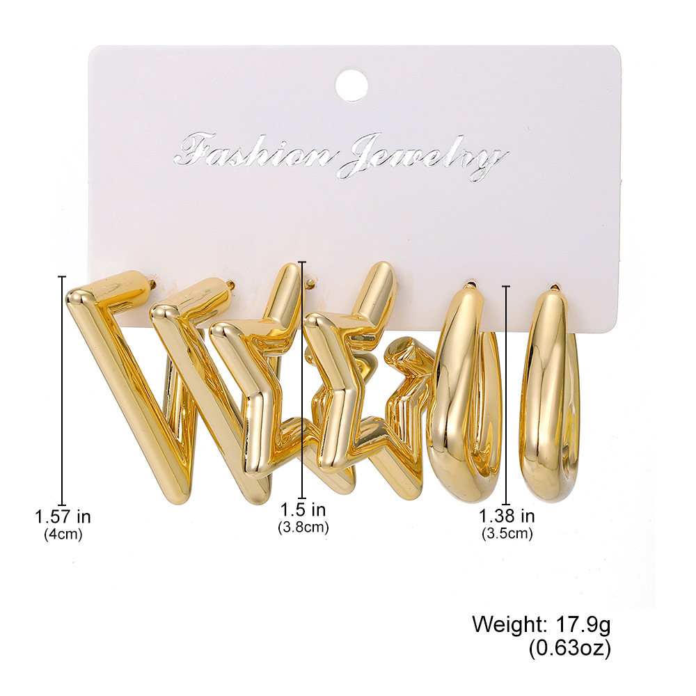 20g Weight 1 Set Simple Style Triangle Star Solid Color Plating Alloy Earrings