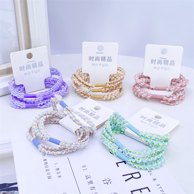 Estilo coreano accesorios para el cabello básico doble encaje renderizado trenza cuerda de pelo 3 Orden Tarjeta de tamaño de la barra de la cuerda del pelo banda de goma anillo de pelo