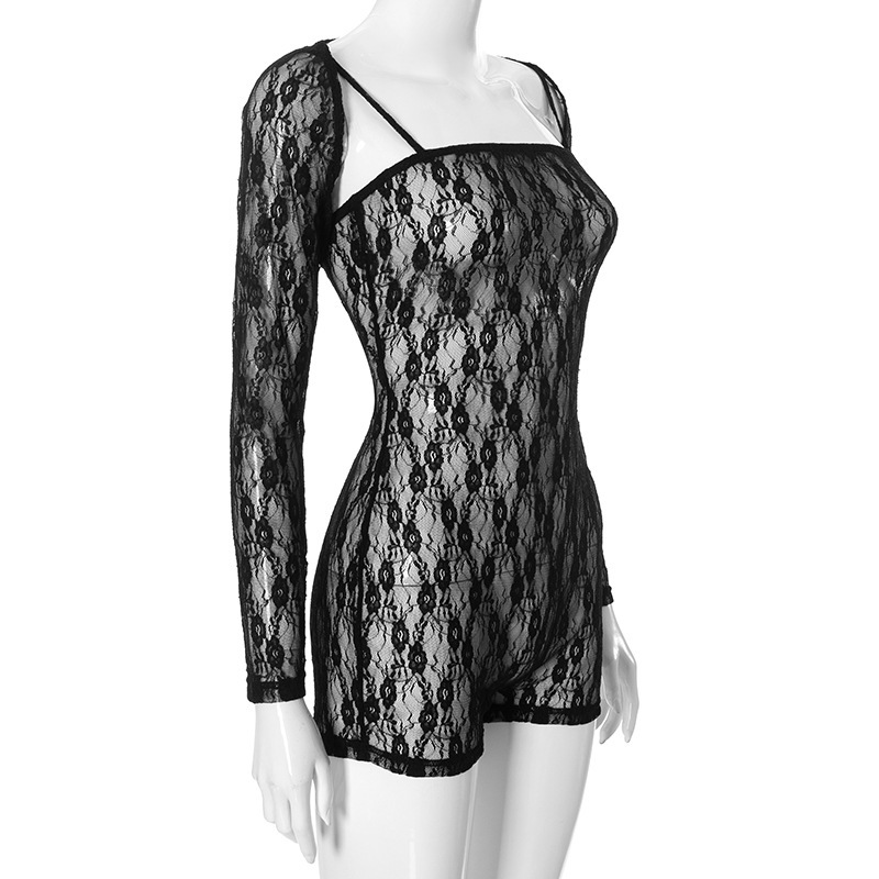 Arrival Women Clothing Sexy Lace Hollow Out Cutout out Long Sleeve Spaghetti Strap Jumpsuit