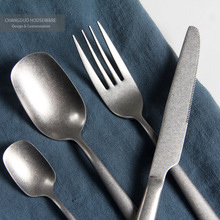 日本工业风复古不锈钢西餐刀叉勺子青芳风格户外野营露营餐厅用品