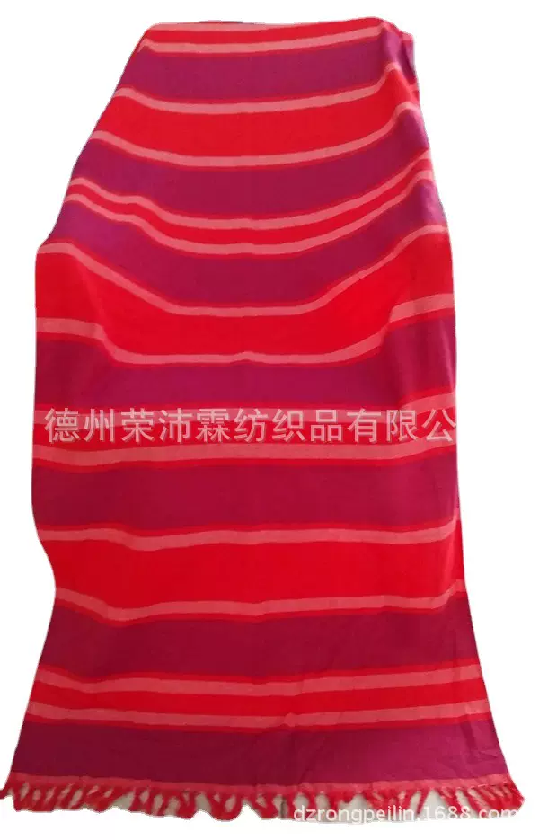 工厂外贸出口再生色织流苏穗头土耳其沙滩巾平纹浴巾可加LOGO