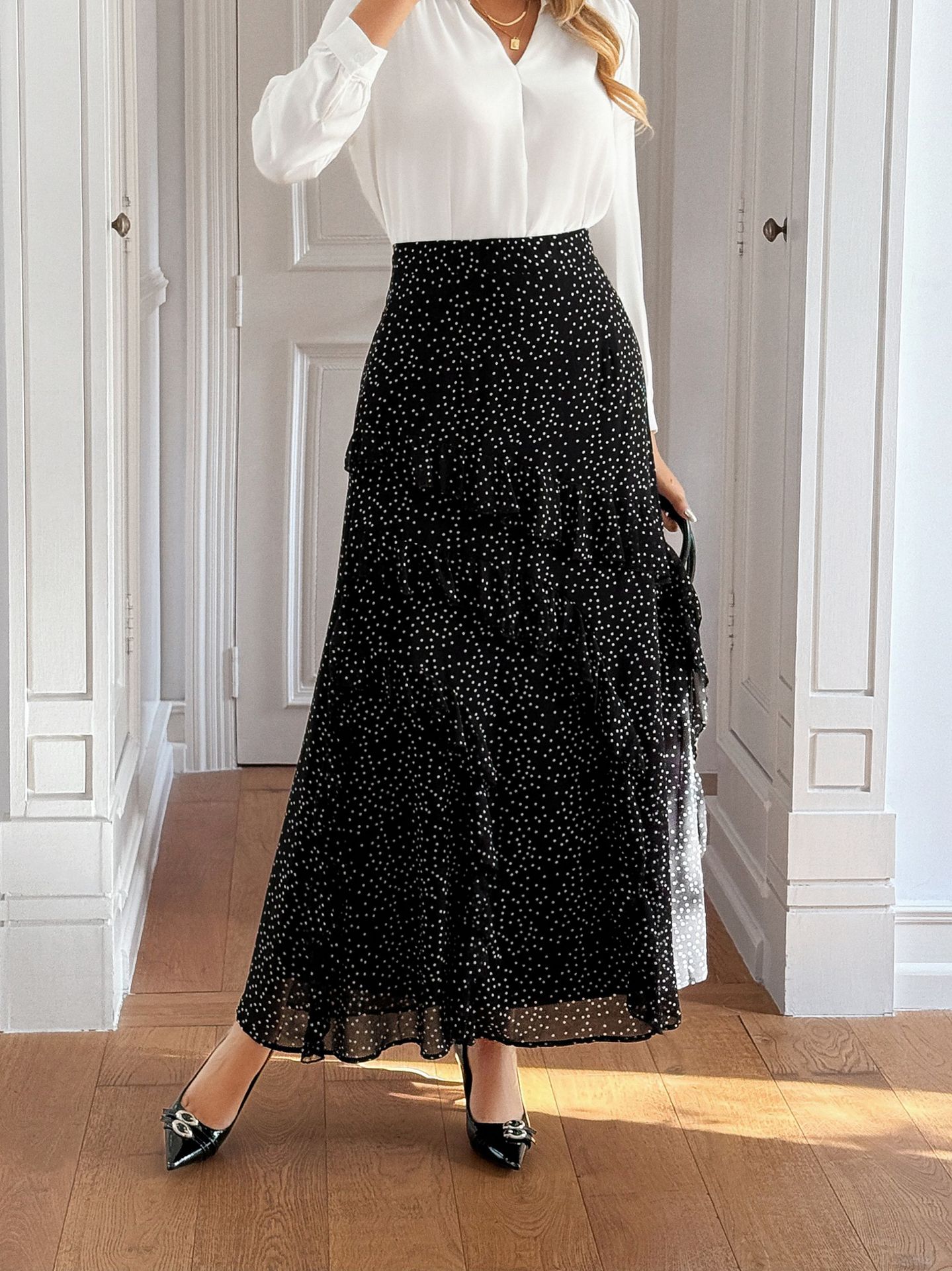Women's Clothing Elegant Lace Trimmed Bodycon Maxi Skirt For Women Half-Length Autumn/Winter Fashion_ecoleips.com