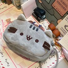 pusheen可爱胖吉猫打盹猫双层灰色猫咪笔袋超大容量学生文具盒