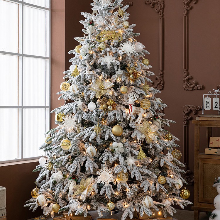 Hong kong heng nueva flocado de navidad blanco copo de nieve árbol de navidad 1,5 m 1,8 m 2,1 m de simulación decoración de nieve