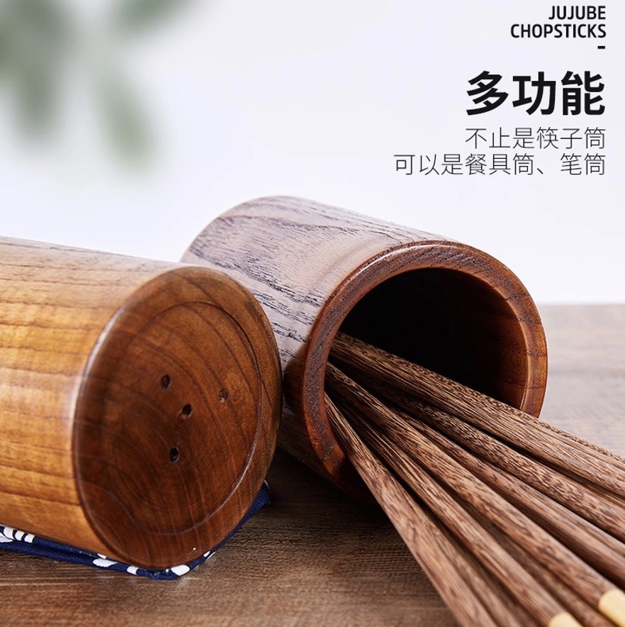 Three-creation solid wood chopstick holder, round wooden chopstick holder, solid wood chopstick basket, household pen holder and chopstick basket&mdash;wholesale from manufacturer.