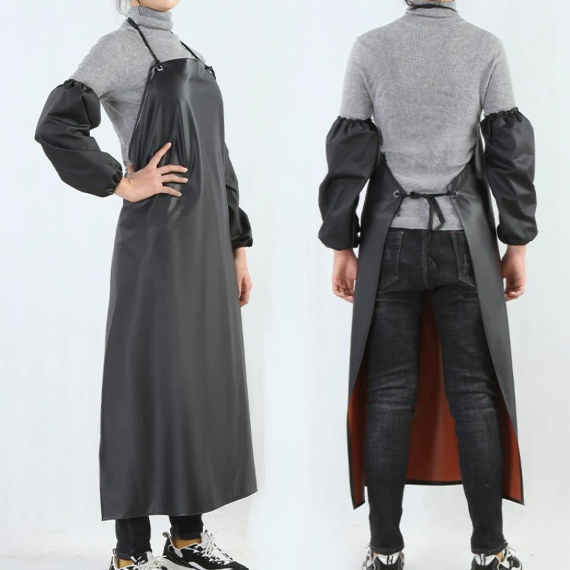 Соединение красный черный ПВХ скотобойня Фартук оранжевый черный двойной цвет ПВХ Фартук водонепроницаемый маслостойкий фартук с мягкой кислотой и щелочью