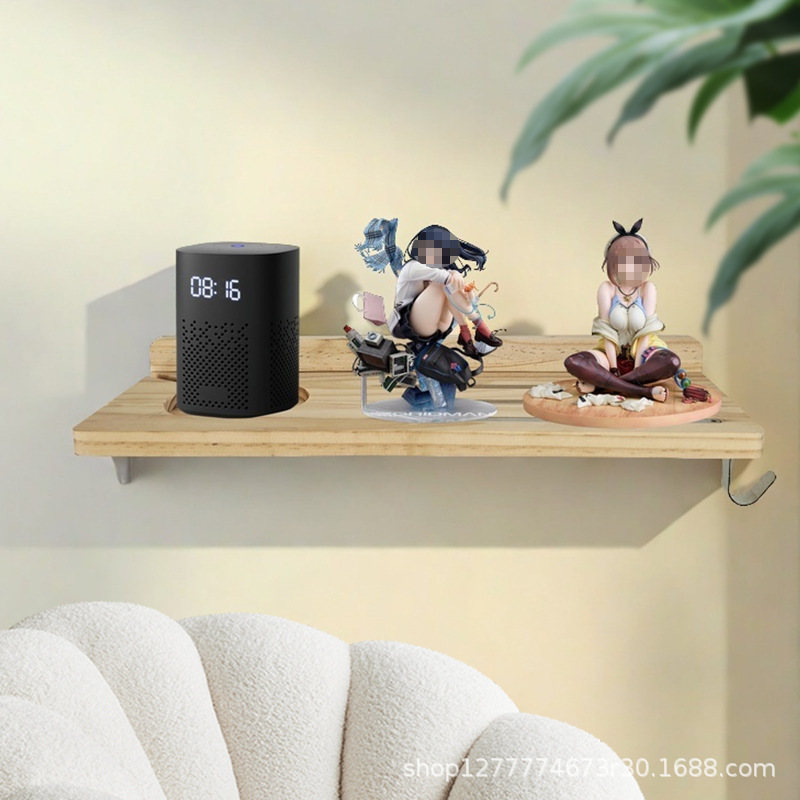 スポット木製磁気人形フローティングパーティション収納ラック寝室ルームリビングルーム装飾ラック壁収納ラック|undefined